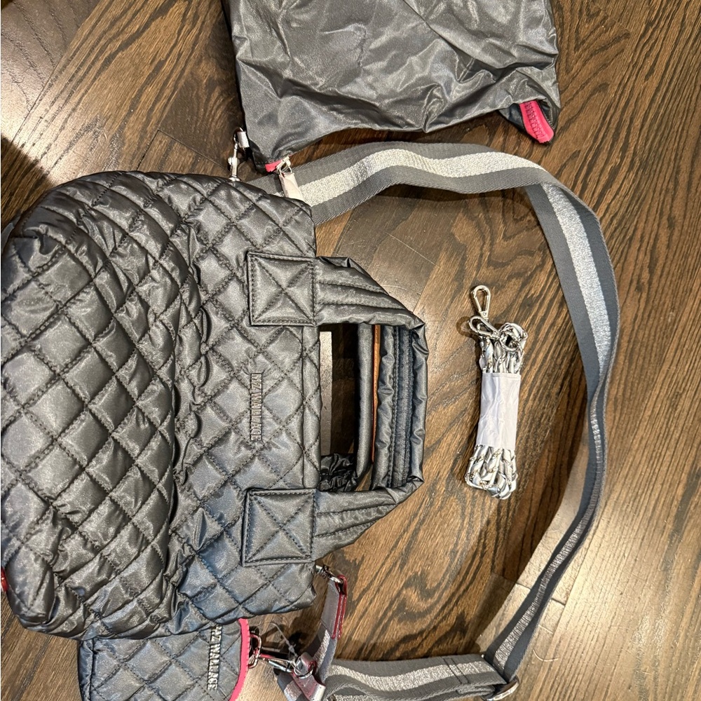 MZ Wallace Black and Silver Mini Metro Tote Deluxe